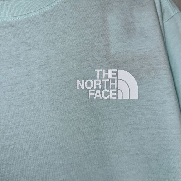 The North Face XL Sky Blue White Cotton Crewneck Short Sleeve Tee - Picture 7 of 11